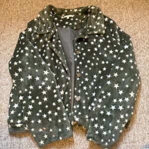 Green and White Star Print Jacket